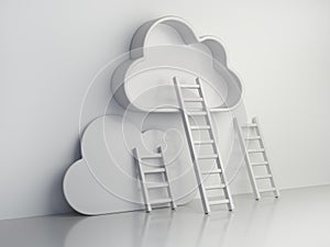 ÃÂ¡ompetition leader concept with cloud and ladders, progress and